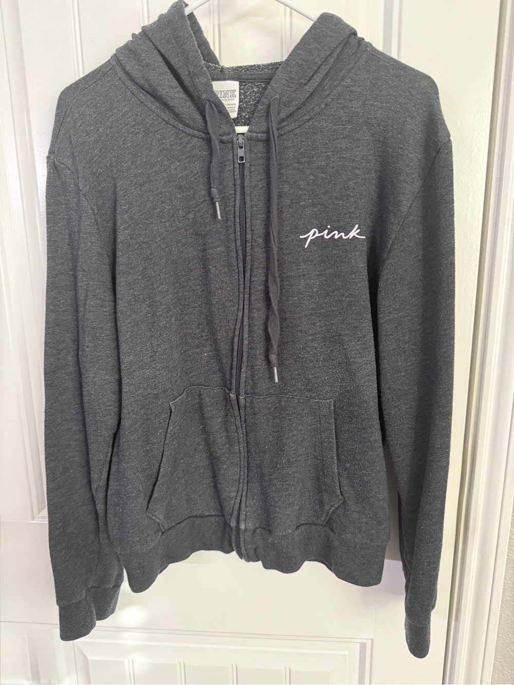 PINK Victoria's Secret Charcoal Gray Zip-Up Hoodie
